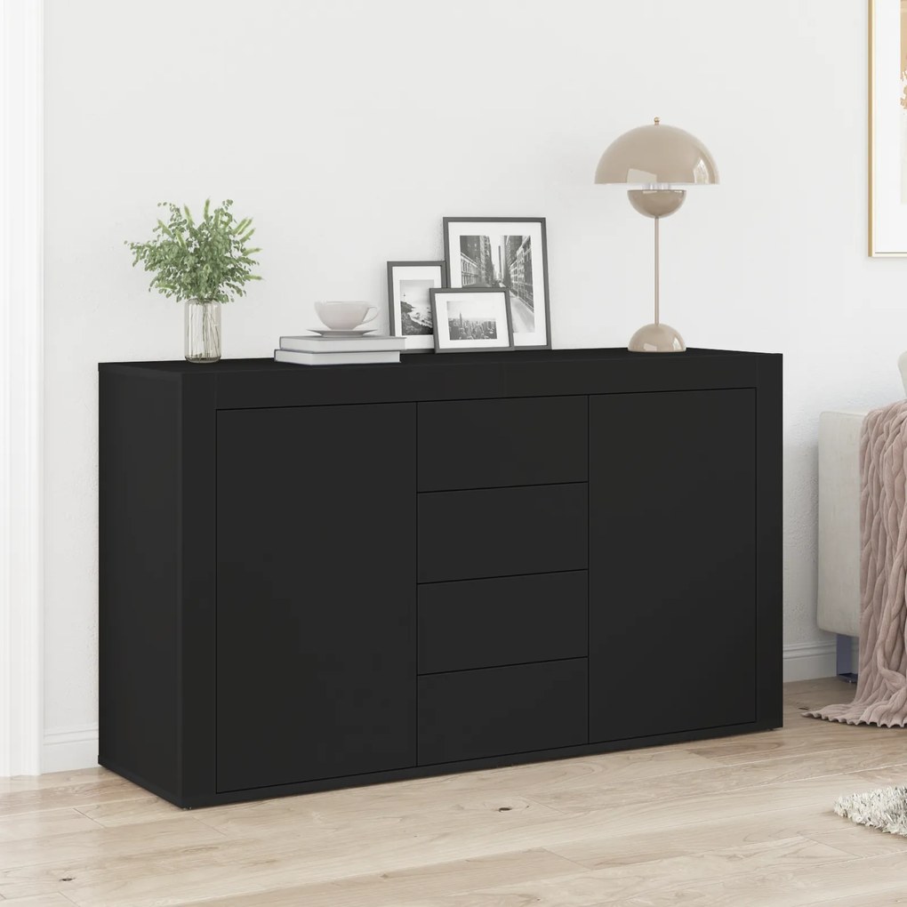 Sonata H Страничен шкаф Черен Инженерна дървесина 120 x 36 x 69 см