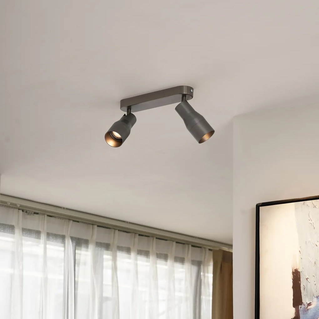 Кръгъл таванен прожектор тъмно сив GU10 50mm 2-светлинен - Stanley