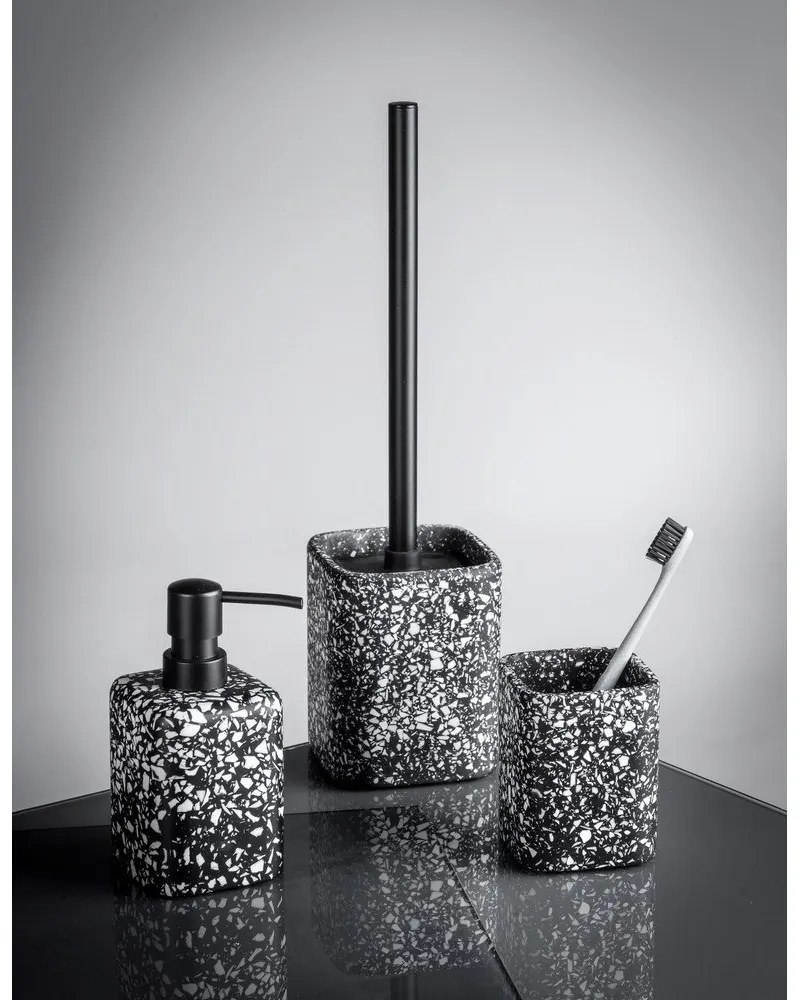 Черна чаша за четки за зъби Terrazzo - Wenko