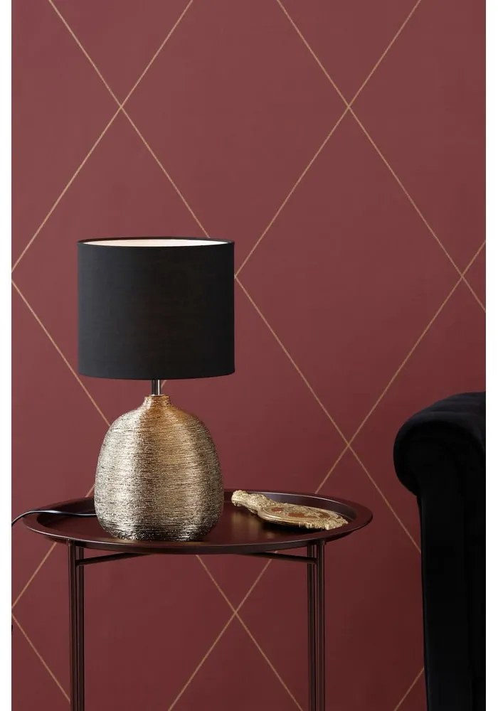 Черна и златна настолна лампа с текстилен абажур (височина 37,5 cm) Oscar – Markslöjd