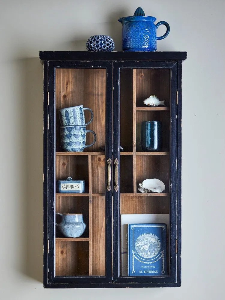 Черна висяща витрина от масивна ела 50x80x14 cm Hazem – Bloomingville