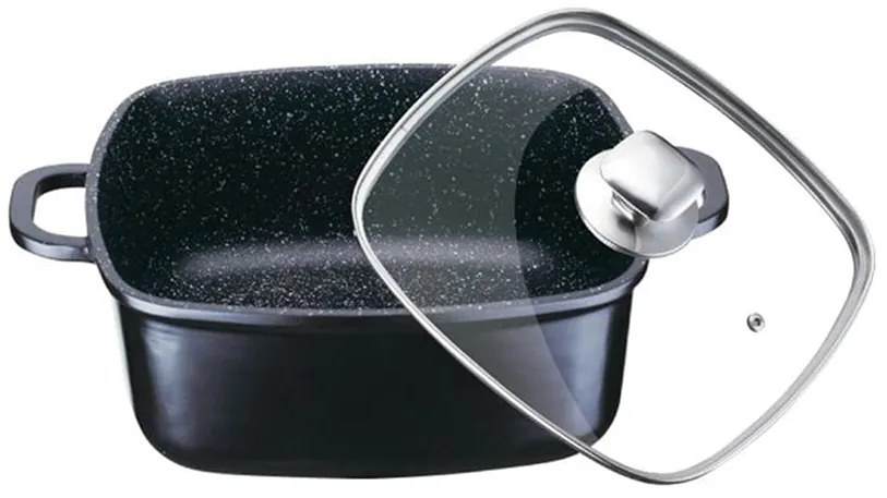 Тенджера с капак PETERHOF PH 15830-28, 28 см, 6.3 литра, покритие Granite, Черен