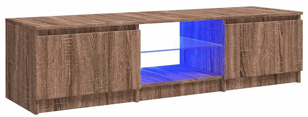 822683 vidaXL ТВ шкаф с LED осветление, кафяв дъб, 140x40x36 см