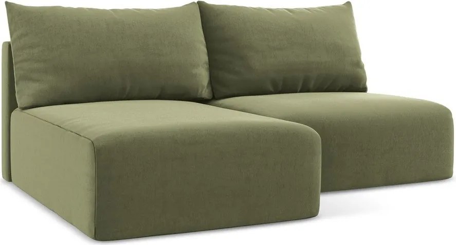 Зелен кадифен сгъваем/с място за съхранение ъглов диван (ляв ъгъл) Kalena – Makamii