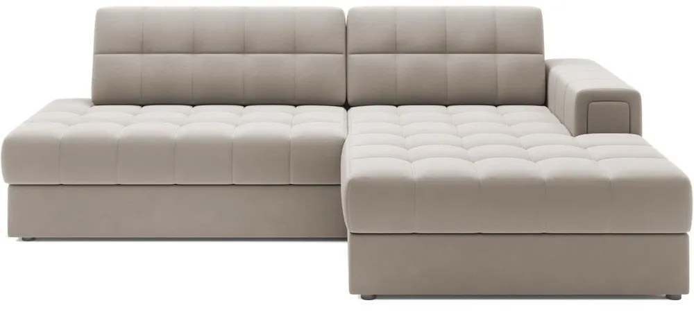 Бежов кадифен сгъваем ъглов диван (десен ъгъл) Blezalt – ELTAP