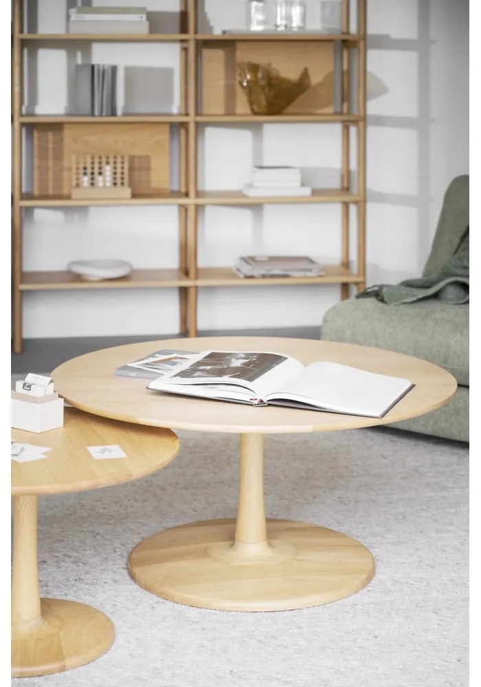 Кръгла масичка за кафе от декор от дъб в естествен цвят 90x90 cm Hobart – Rowico