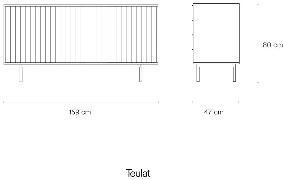 Сив нисък скрин 159x80 cm Sierra – Teulat