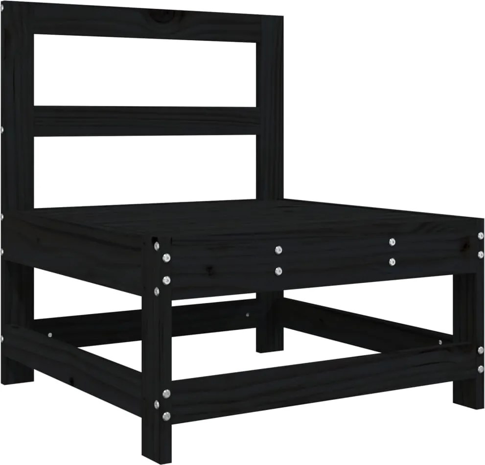 825482 vidaXL Градински среден диван, черен, бор масив