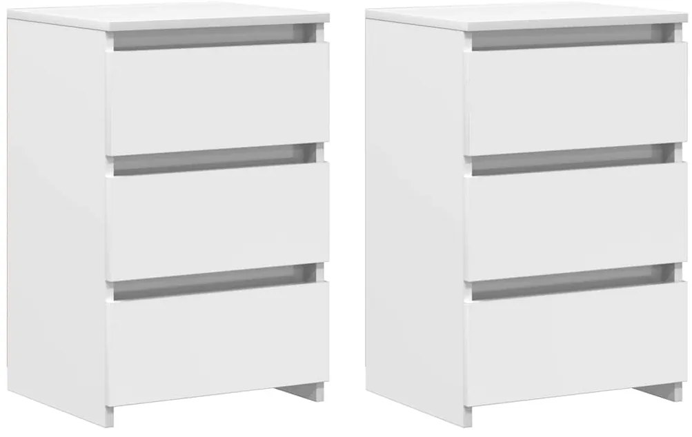 806224 vidaXL Нощни шкафчета, 2 бр, бял гланц, 40x35x62,5 см, инженерно дърво