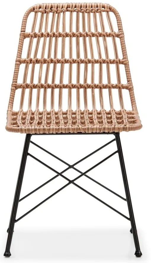 Комплект от 4 ратанови стола за хранене Gabriela и черна маса Strong - Bonami Essentials