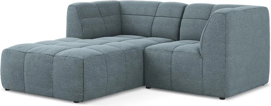 Син ъглов диван от прежда с примки от букле (ляв ъгъл) Aloha – Makamii