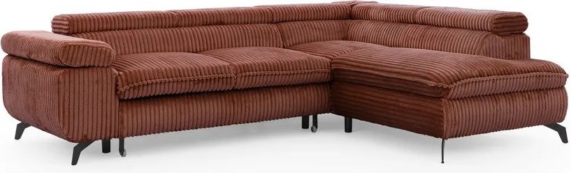 Теракотен ъглов диван от рипсено кадифе (десен ъгъл L форма) Marbeya – Ropez