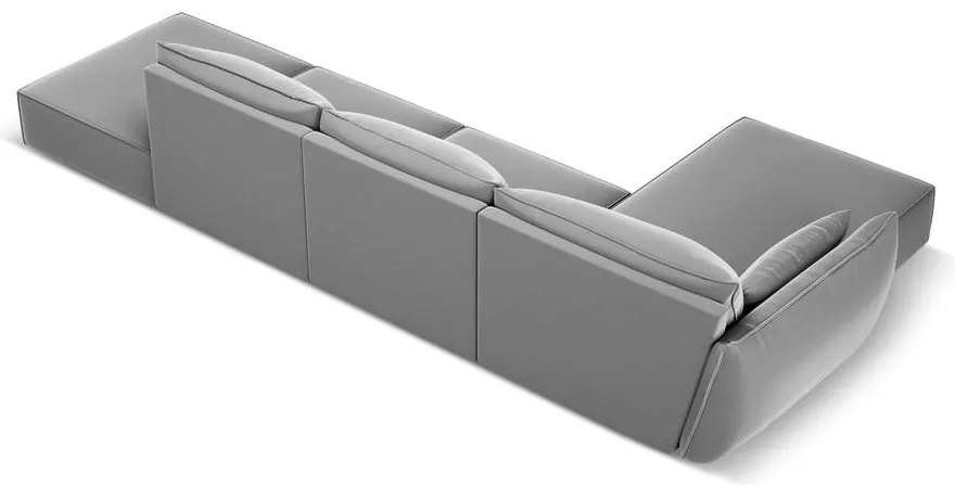 Светлосив кадифен ъглов диван (ляв ъгъл) Vanda – Mazzini Sofas