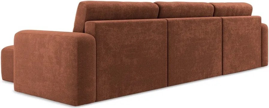 Теракотен шенилов сгъваем/с място за съхранение ъглов диван (U форма) Kona – Makamii
