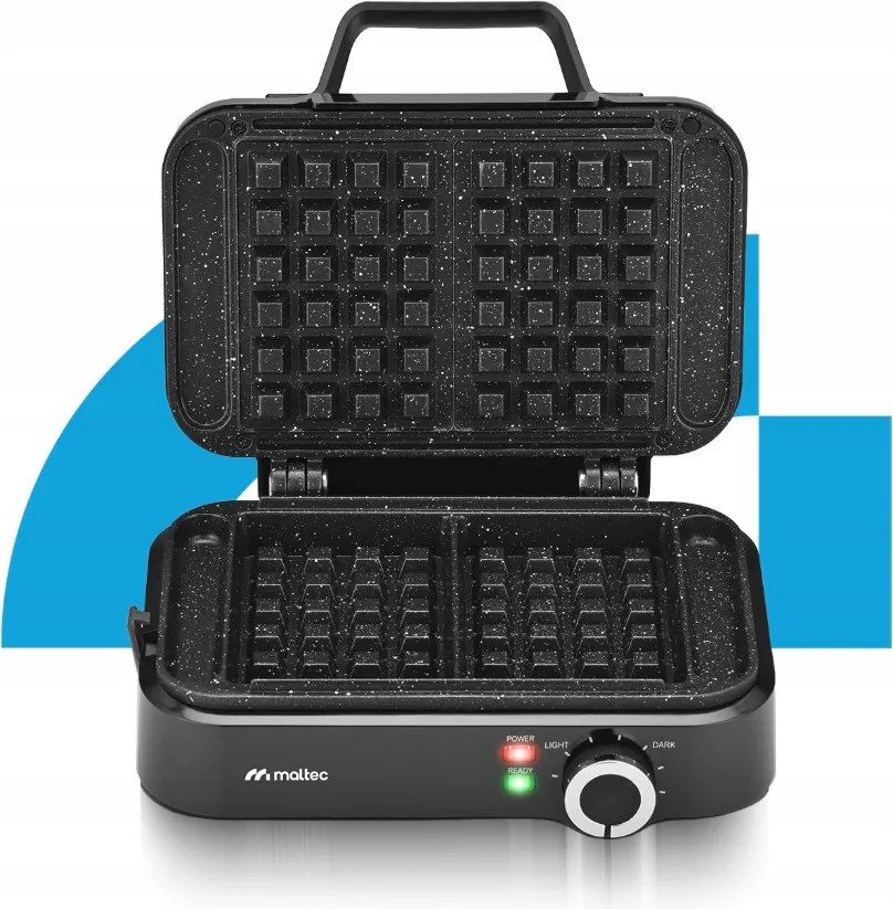 Вафелник MalTec 1200 W – за 2 големи вафли, регулируема температура, мраморна незалепваща повърхност