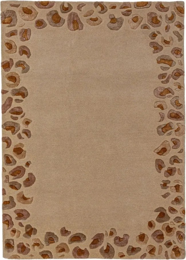 Ръчно изработен килим със смес от вълна в естествен цвят 160x230 cm Leopard Frame – Flair Rugs