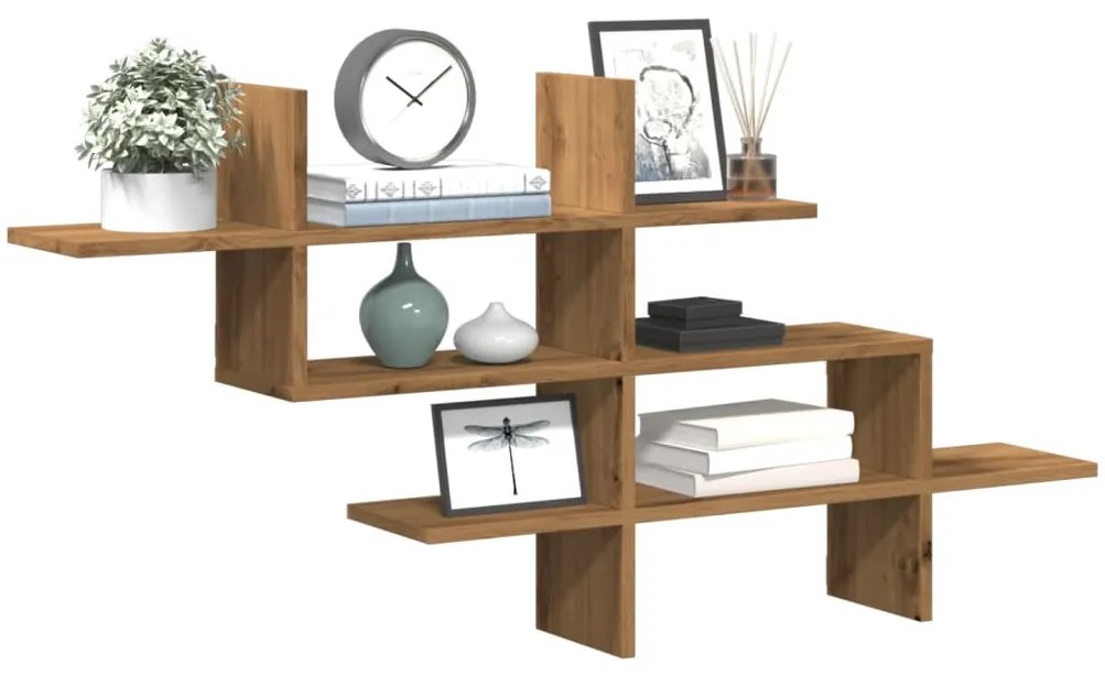 853271 vidaXL Стенен рафт, дъб артизан, 124,5x18x60,5 см, инженерно дърво