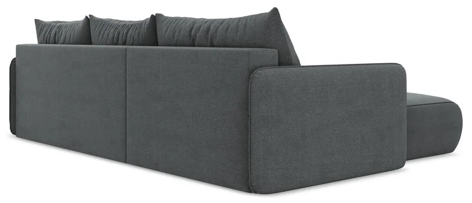 Сив разтегателен ъглов диван с място за съхранение (ляв ъгъл) Nanea – Makamii