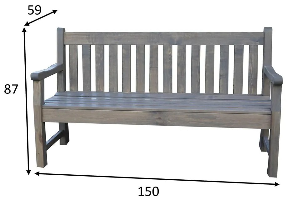Сива дървена градинска пейка London - Rojaplast