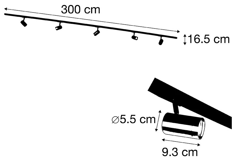 Интелигентна релсова система черна със злато 1-фазен 5-светлина с WiFi GU10 - Jeana