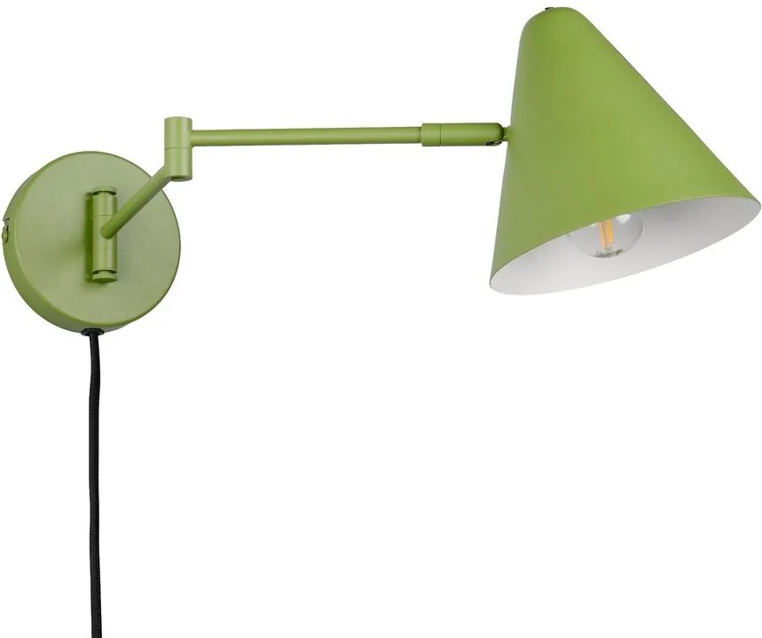 Зелена стенна лампа с огъваща се структура за контакт ø 15 cm Cosima – Trio