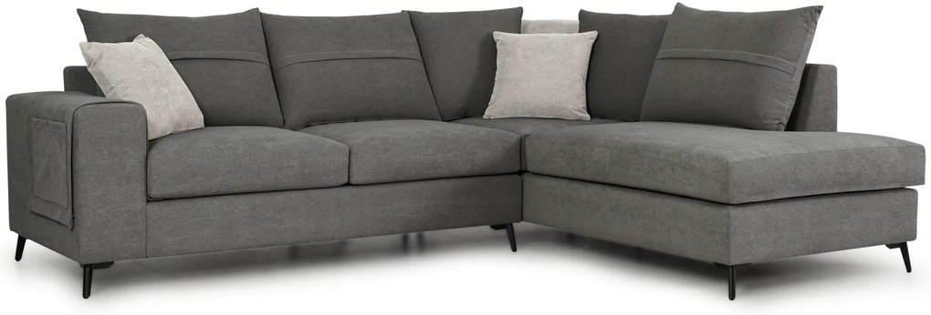 Ъглов диван Hannah-Сиво-Дясно