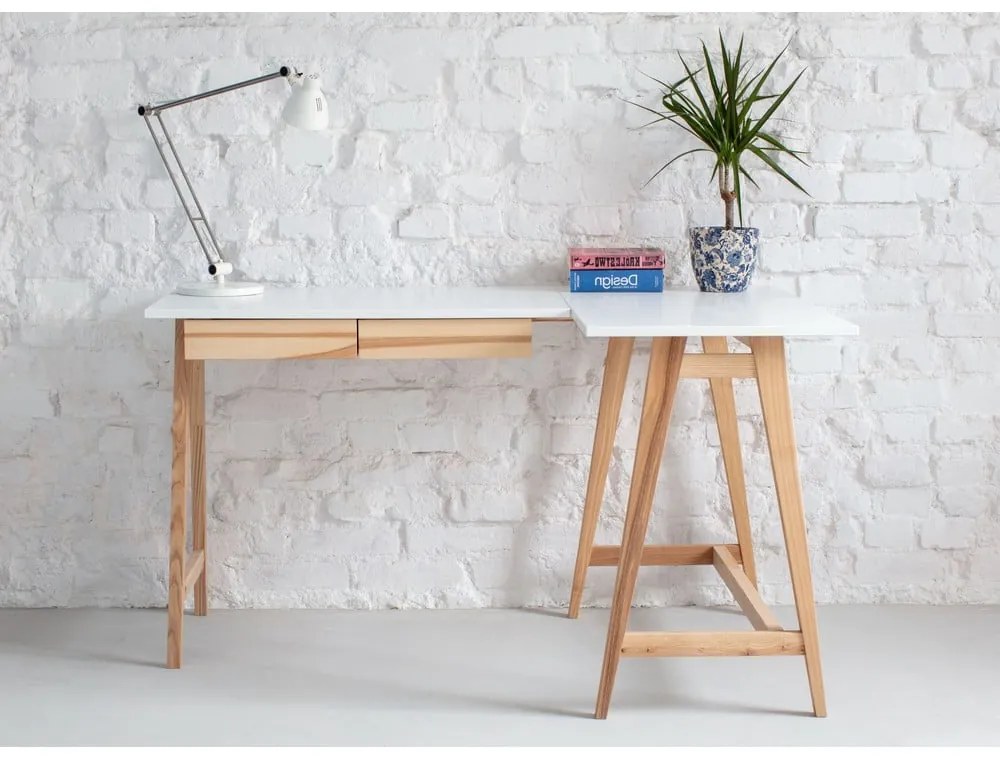 Работна маса с бял плот 85x135 cm Luka - Ragaba