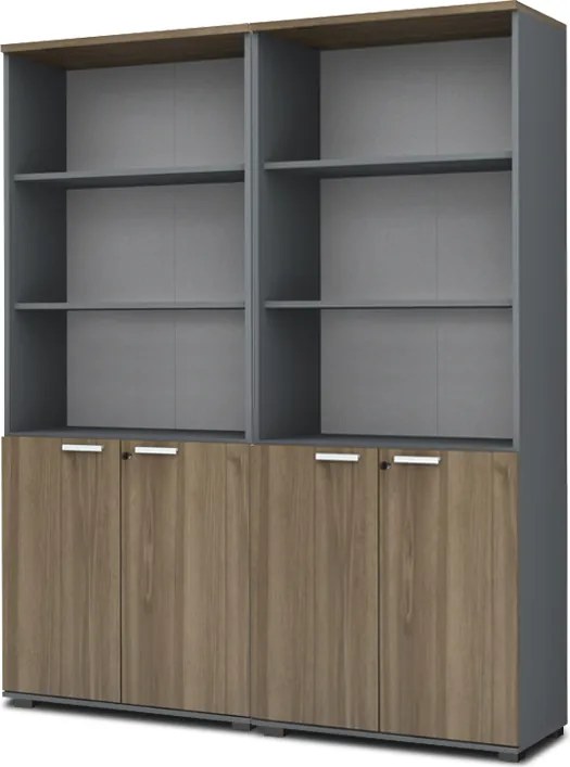 Venturo TopMebel офисна библиотека от меламин в антрацит - орех цвят 160x40x200cm.