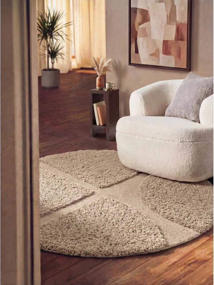 Бежов ръчно изработен кръгъл килим ø 200 cm Lambeth Jasper – Ted Baker