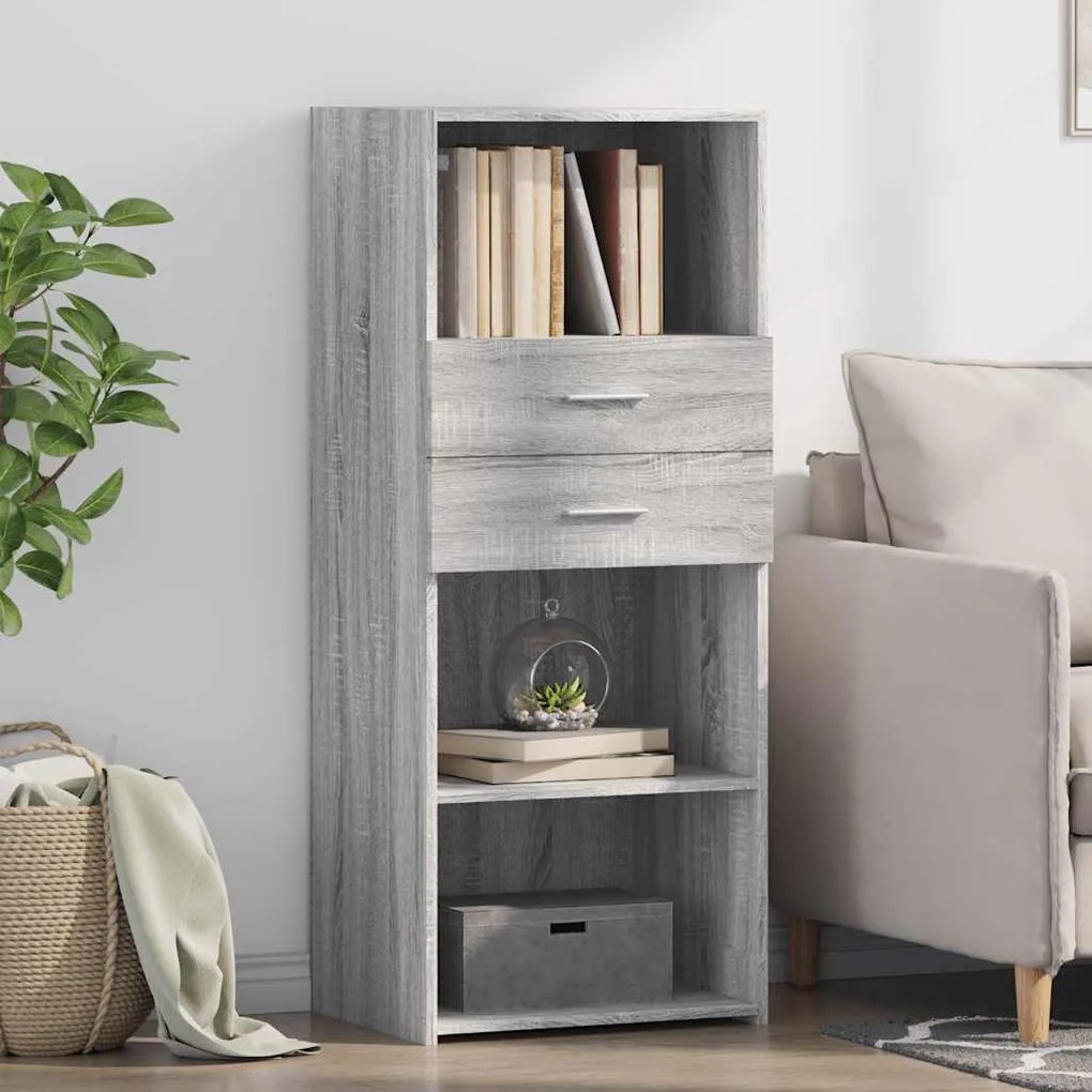 846178 vidaXL Висок шкаф, сив сонома, 50x42,5x124 см, инженерно дърво