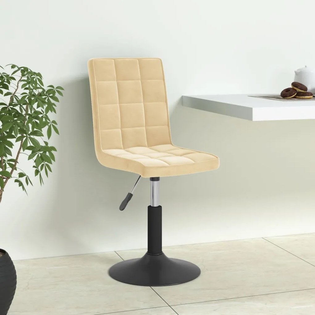 3089288 vidaXL Въртящи се трапезни столове, 4 бр, кремави, кадифе