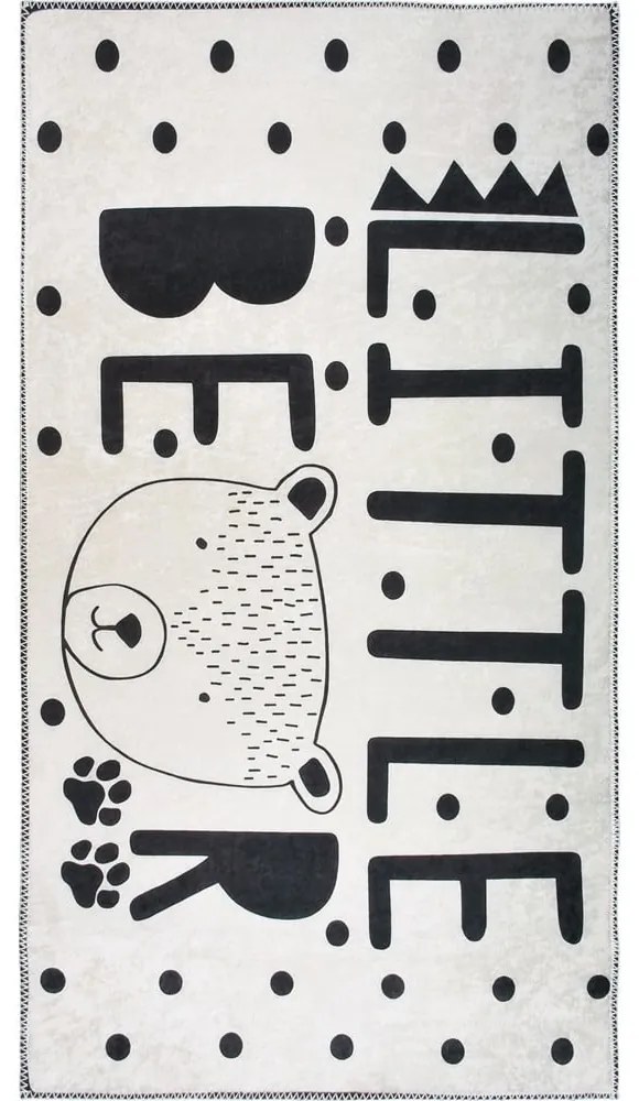 Черно-бял детски килим подходящ за пране 80x120 cm Little Bear – Vitaus