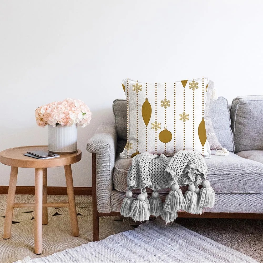 Коледна калъфка за възглавница от шенил Коледни орнаменти, 55 x 55 cm - Minimalist Cushion Covers