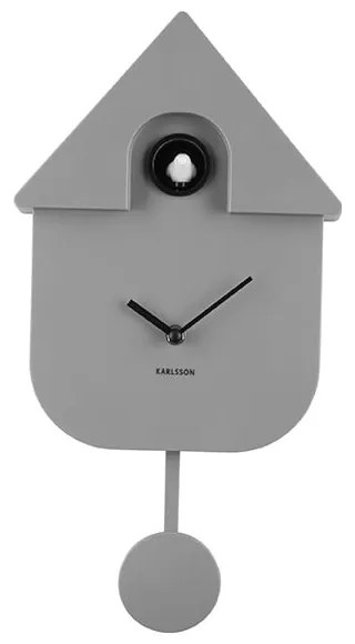 Сив стенен часовник с махало , 21,5 x 41,5 cm Modern Cuckoo - Karlsson