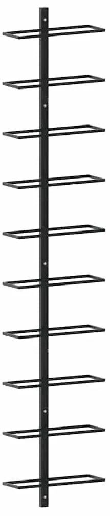 289566 vidaXL Стойка за вино за 10 бутилки, стенен монтаж, черна, метал