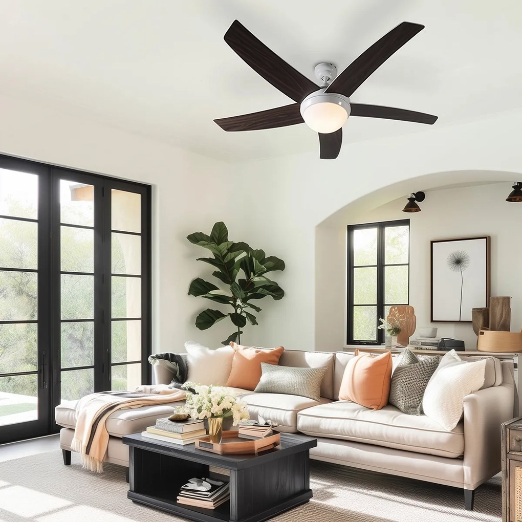 Вентилатор за таван бял с дървен принт 132 см с дистанционно управление - Cool