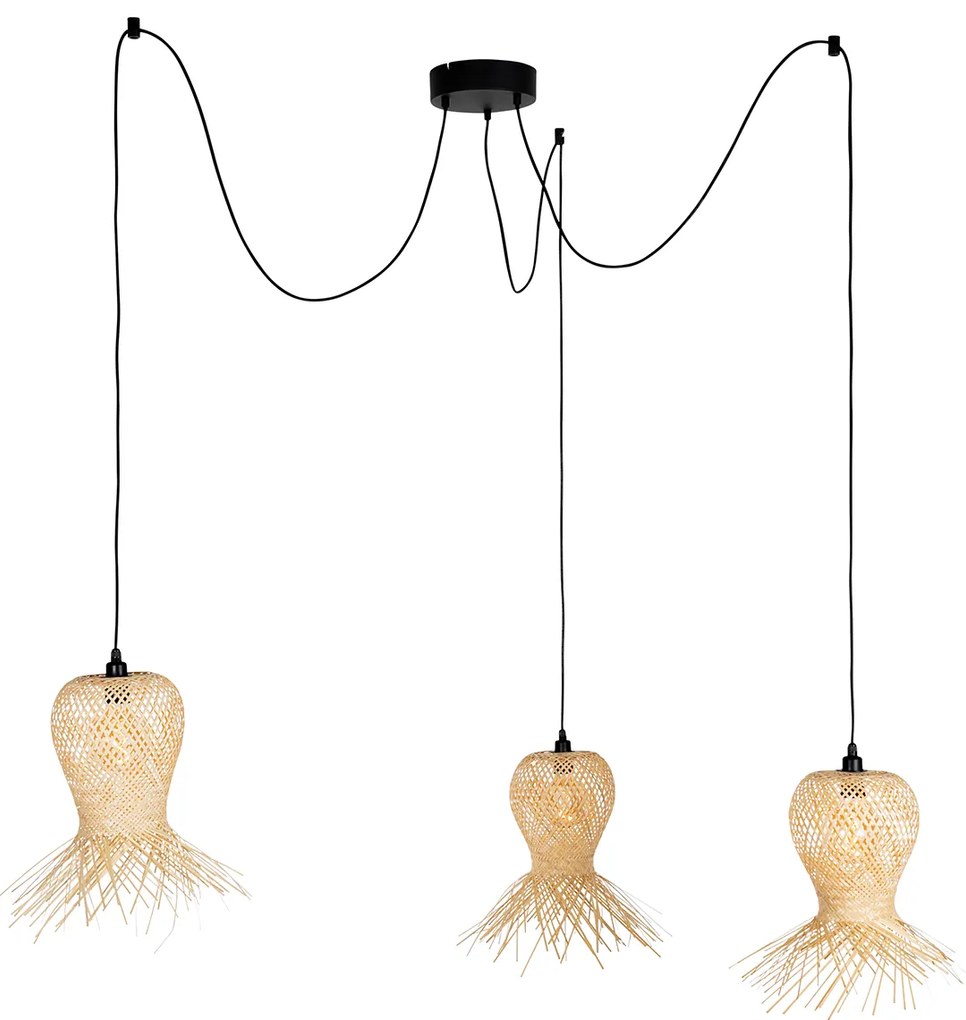 Ориенталски външен висящ аплик бамбук 3-светлина IP44 - Карлос