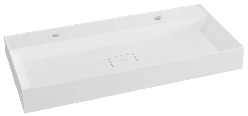 Бял двоен умивалник от отлят мрамор 96x44 cm Godiva – Sapho