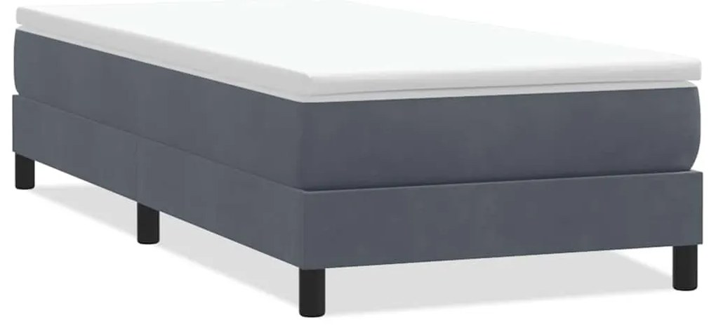 3315862 vidaXL Боксспринг легло без матрак, тъмносиво, 100x220 см, кадифе