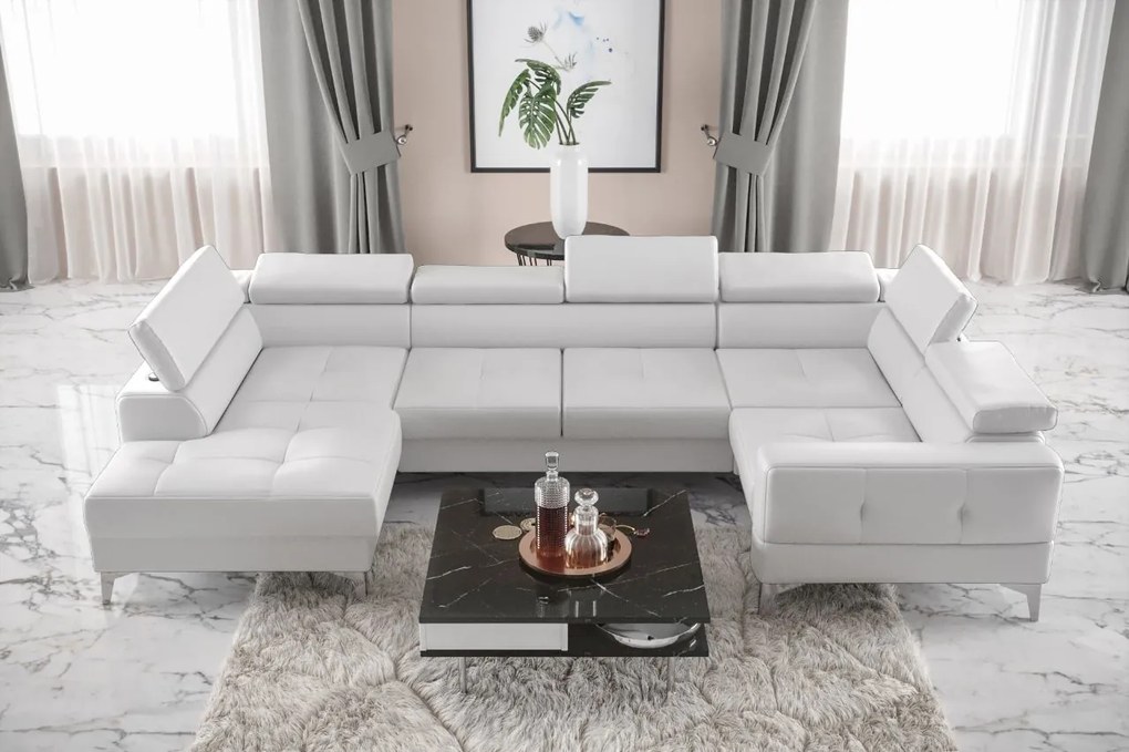 Ъглов диван Soreko Max I Eco LTHR-Leuko-Десен