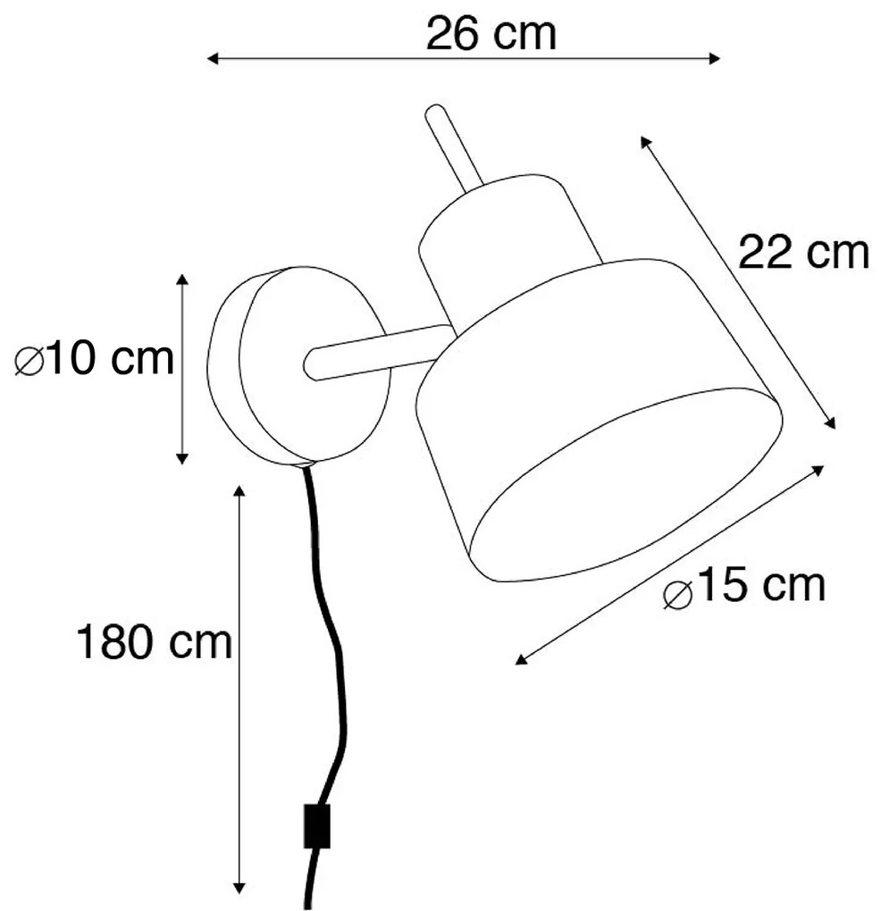 Интелигентна стенна лампа черна с Wifi A60 - Chappie