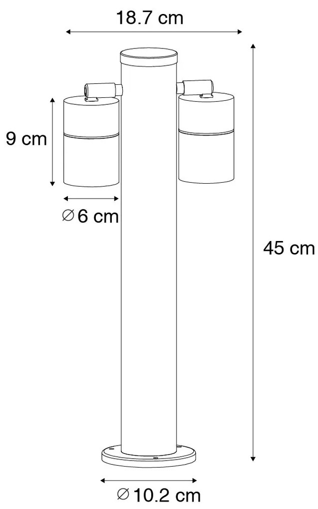 Подова лампа за външен монтаж черна 45 см IP44 регулируема 2-светлинна - Duo