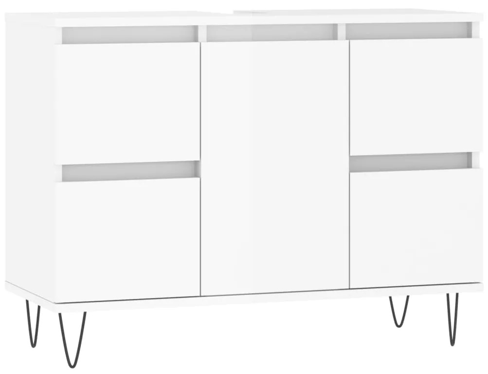 831654 vidaXL Шкаф за баня, бял гланц, 80x33x60 см, инженерно дърво