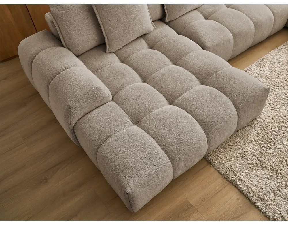 Кафяво-сив шенилов сгъваем/с място за съхранение ъглов диван (десен ъгъл/U форма) Everest – Bobochic Paris