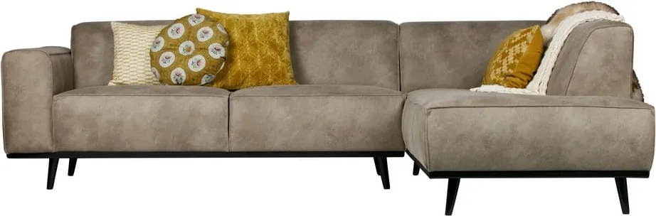 Светлосив ъглов диван от изкуствена кожа (десен ъгъл/L форма) Statement – WOOOD