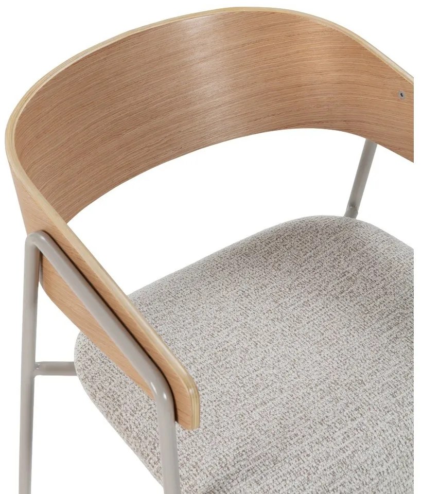 Светлосиви/в естествен цвят тапицирани трапезни столове в комплект с подлакътници 2 бр. Cora – MOME