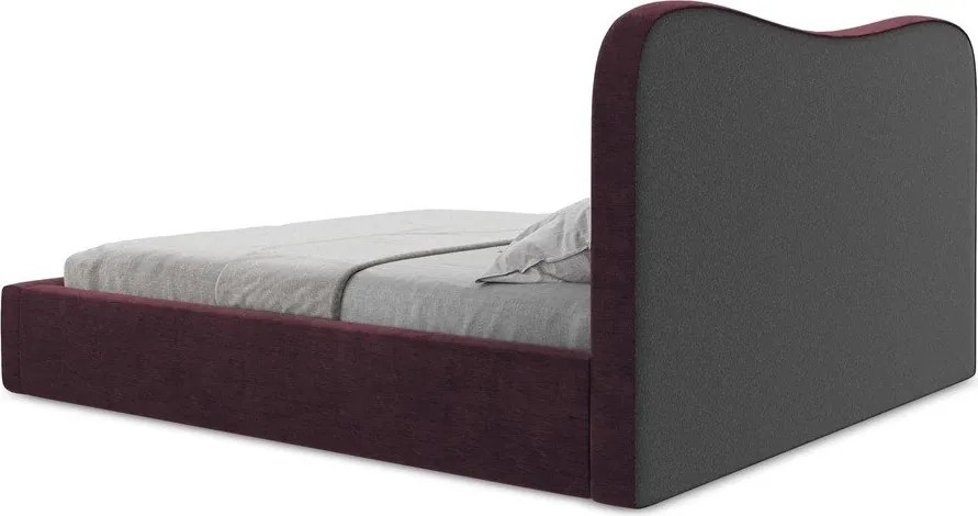 Тъмнолилаво двойно легло 140x200 cm тапицирано с място за съхранение с включена подматрачна рамка Kahai – Makamii