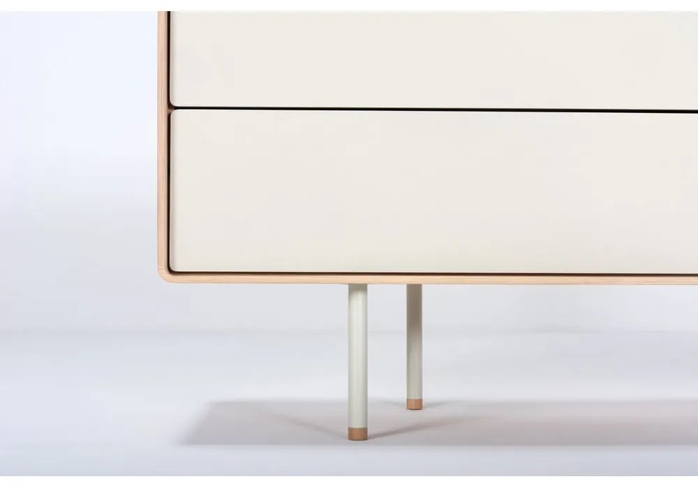 Бяла/естествена маса за телевизор от масивен дъб 150x64 cm Fina – Gazzda