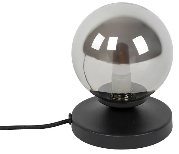 Модерна настолна лампа черна с димно стъкло - Атина