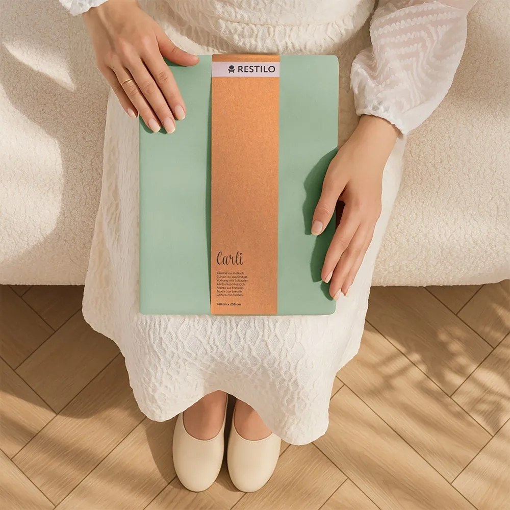 Dimout перде в цвят мента 140x250 cm Carli Tie – Restilo